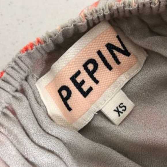 Pepin Tie Dye Tassel Silk Midi Skirt Gray Orange - Picture 6 of 6